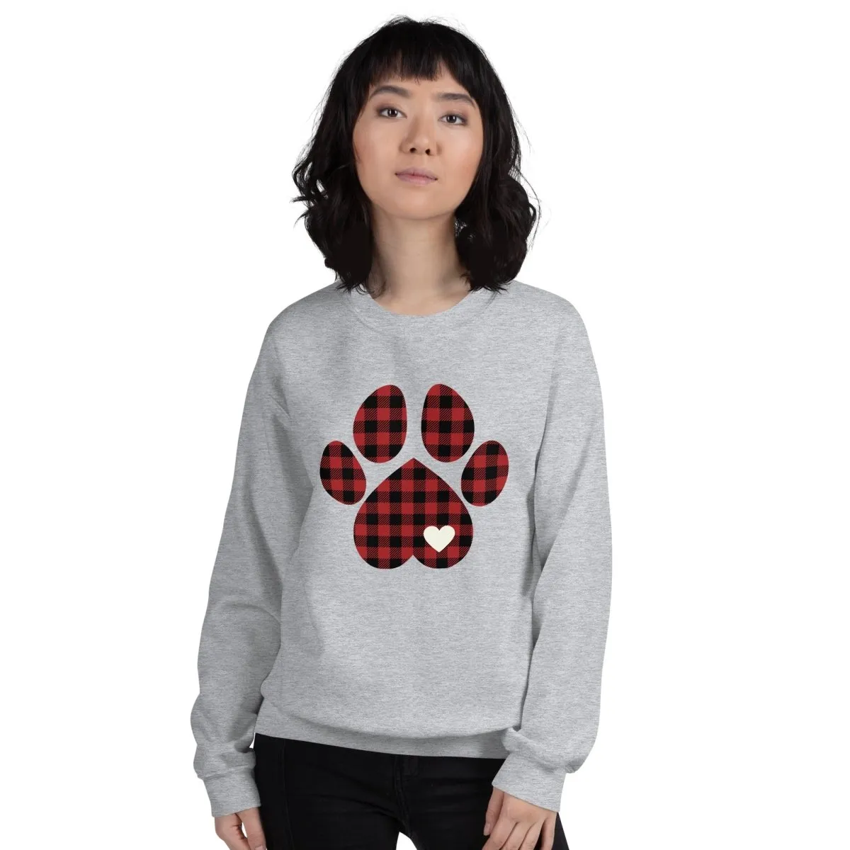 Red Plaid Dog Paw Sweatshirt