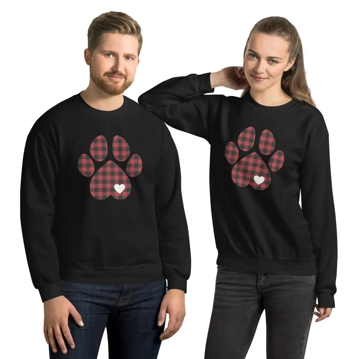 Red Plaid Dog Paw Sweatshirt