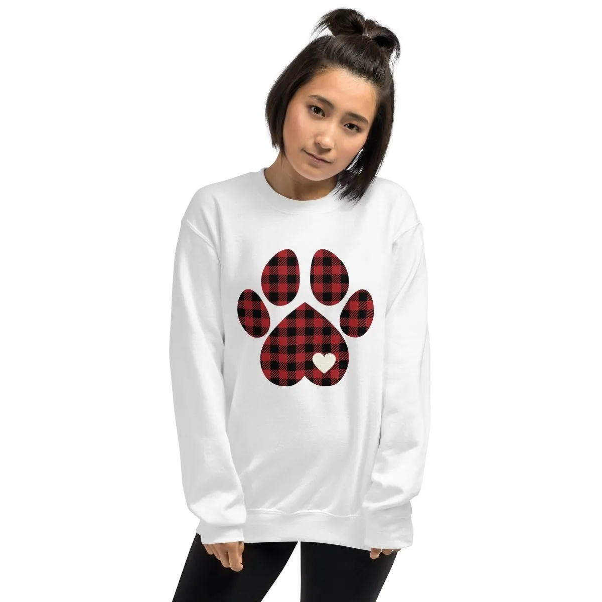 Red Plaid Dog Paw Sweatshirt
