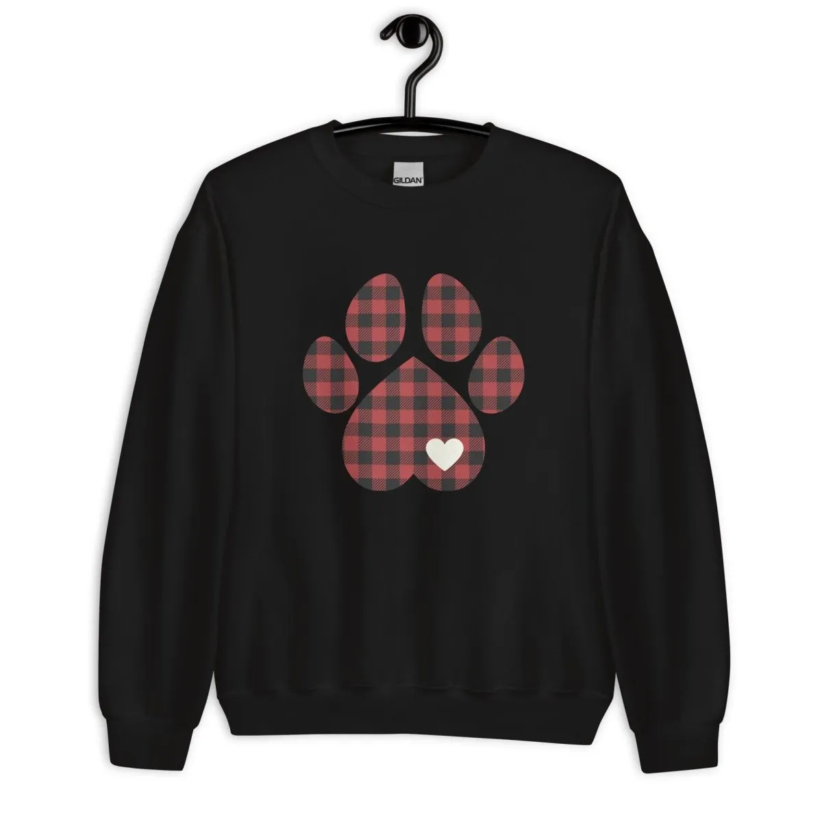 Red Plaid Dog Paw Sweatshirt