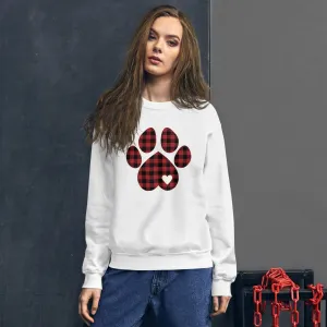 Red Plaid Dog Paw Sweatshirt