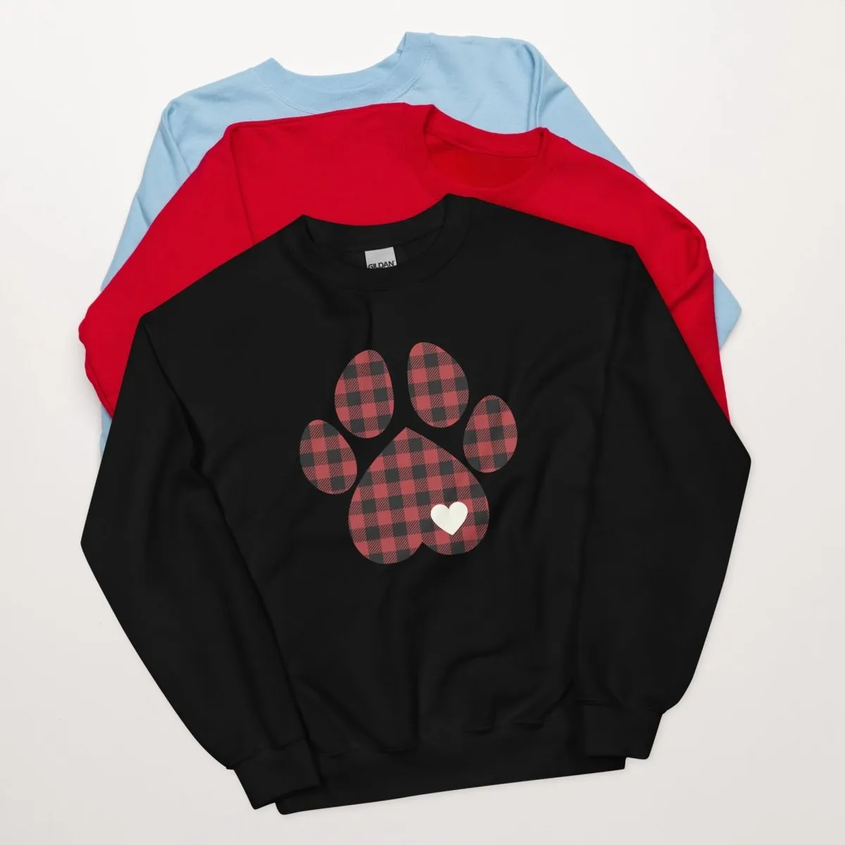 Red Plaid Dog Paw Sweatshirt