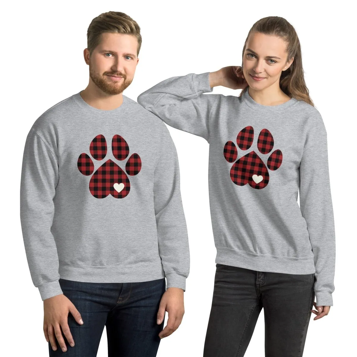 Red Plaid Dog Paw Sweatshirt
