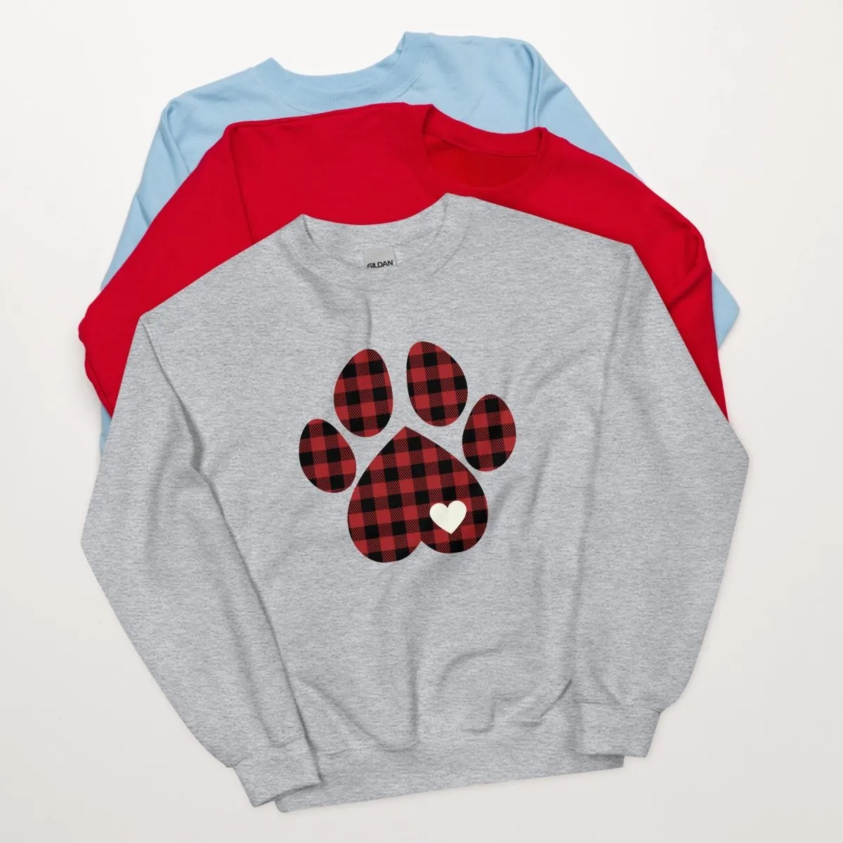 Red Plaid Dog Paw Sweatshirt