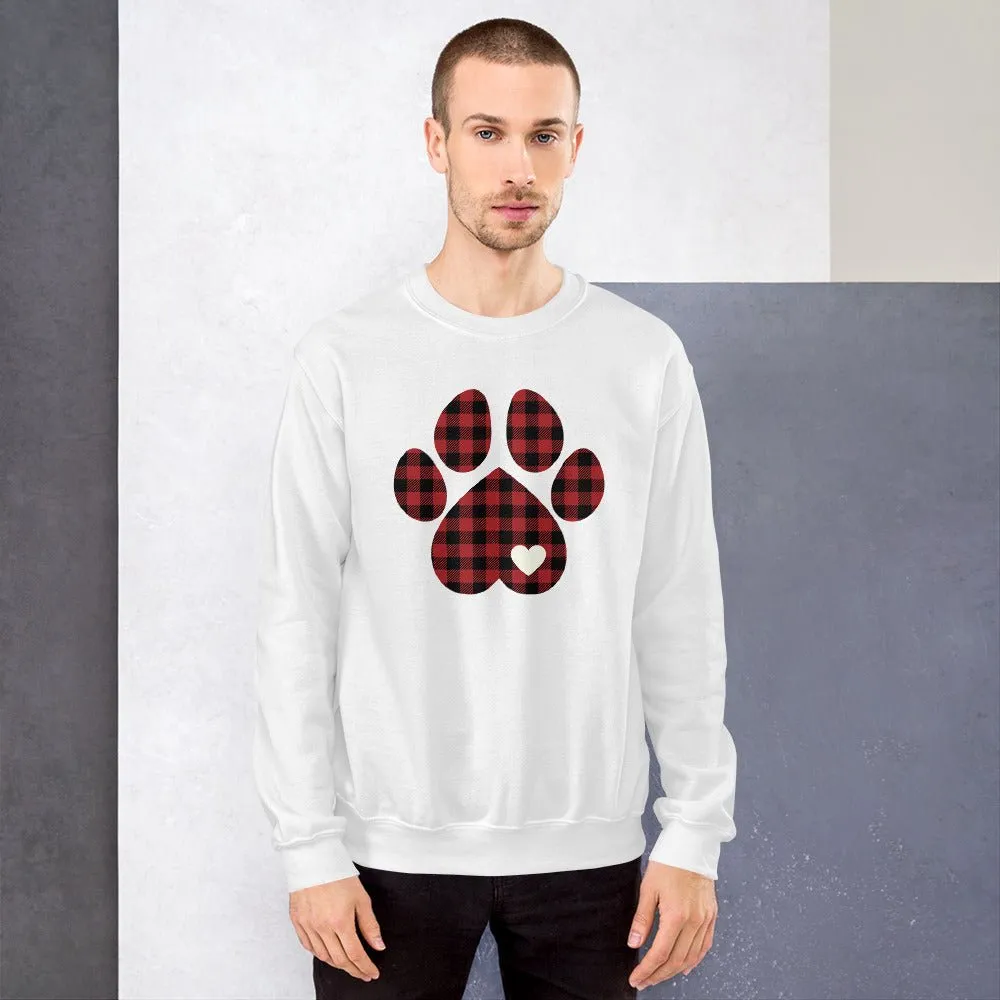 Red Plaid Dog Paw Sweatshirt