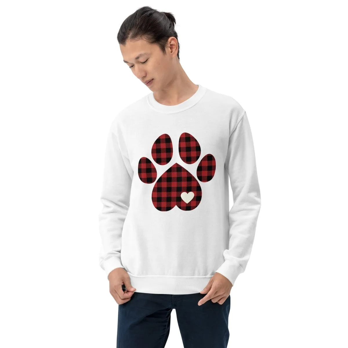 Red Plaid Dog Paw Sweatshirt