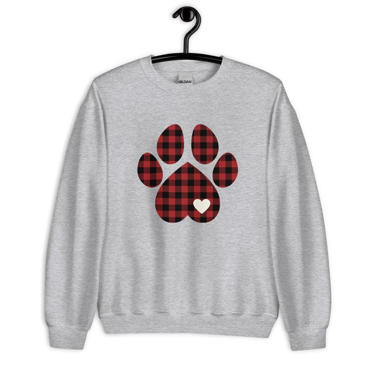 Red Plaid Dog Paw Sweatshirt