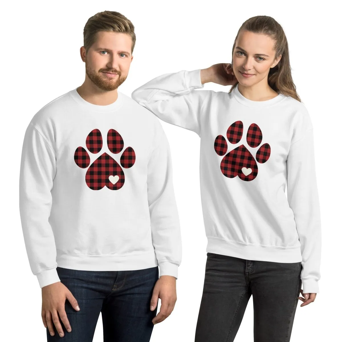 Red Plaid Dog Paw Sweatshirt