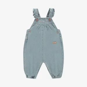 Salopette coupe décontractée de style jogger en denim léger bleu pâle, naissance || Light blue denim overalls relaxed fit, newborn