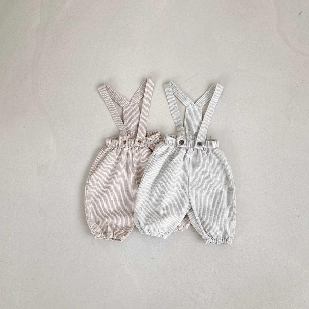 Sawyer Striped Baby overalls | Grey