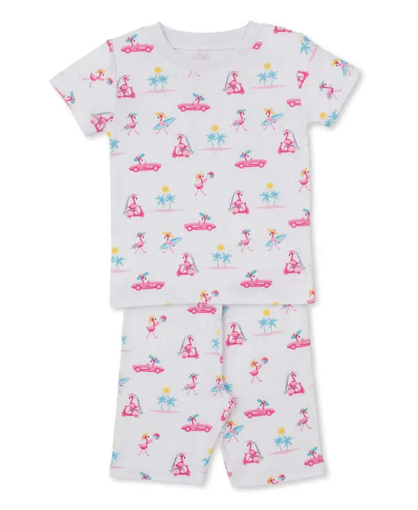 Short Pajama Set | Flamingos Surfs Up