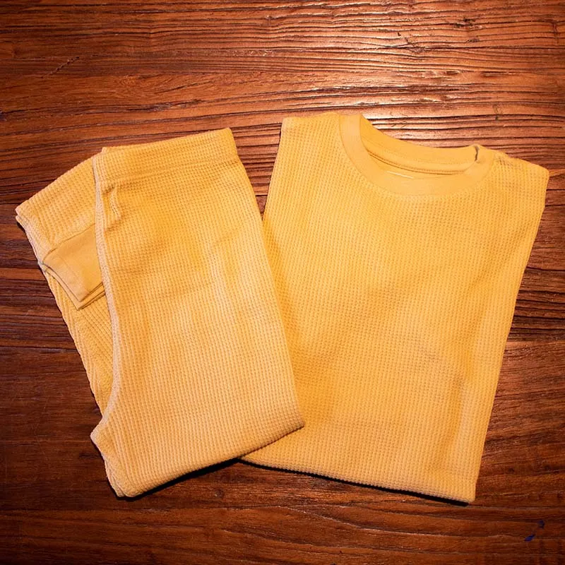 Slugs & Snails Adult Waffle Cotton Set - MUSTARD YELLOW