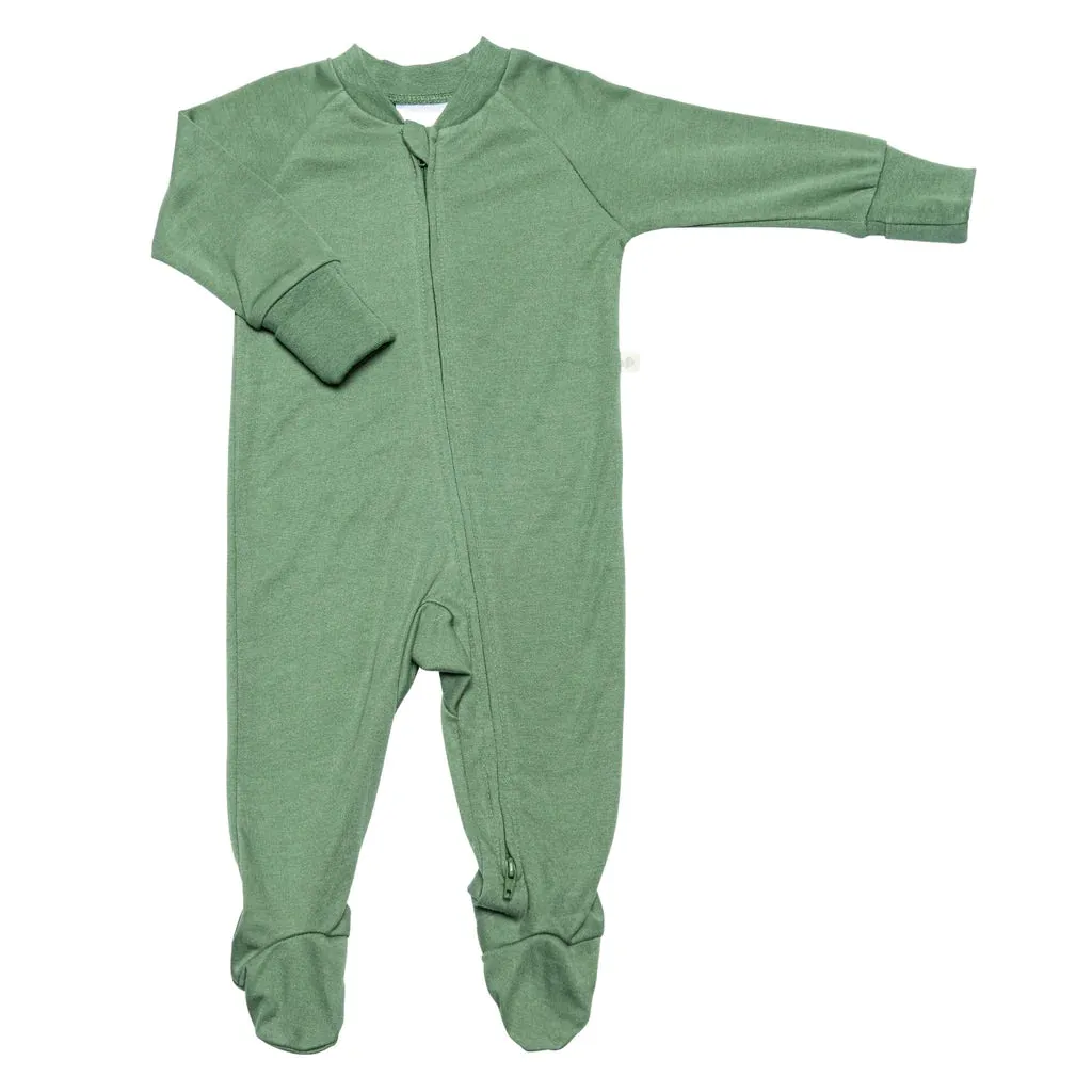 Solid Bamboo Footie Pyjama - Hunter Green