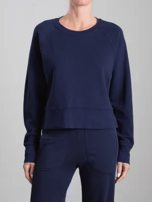 Sophia Crop Sweatshirt in French Terry - Midnight