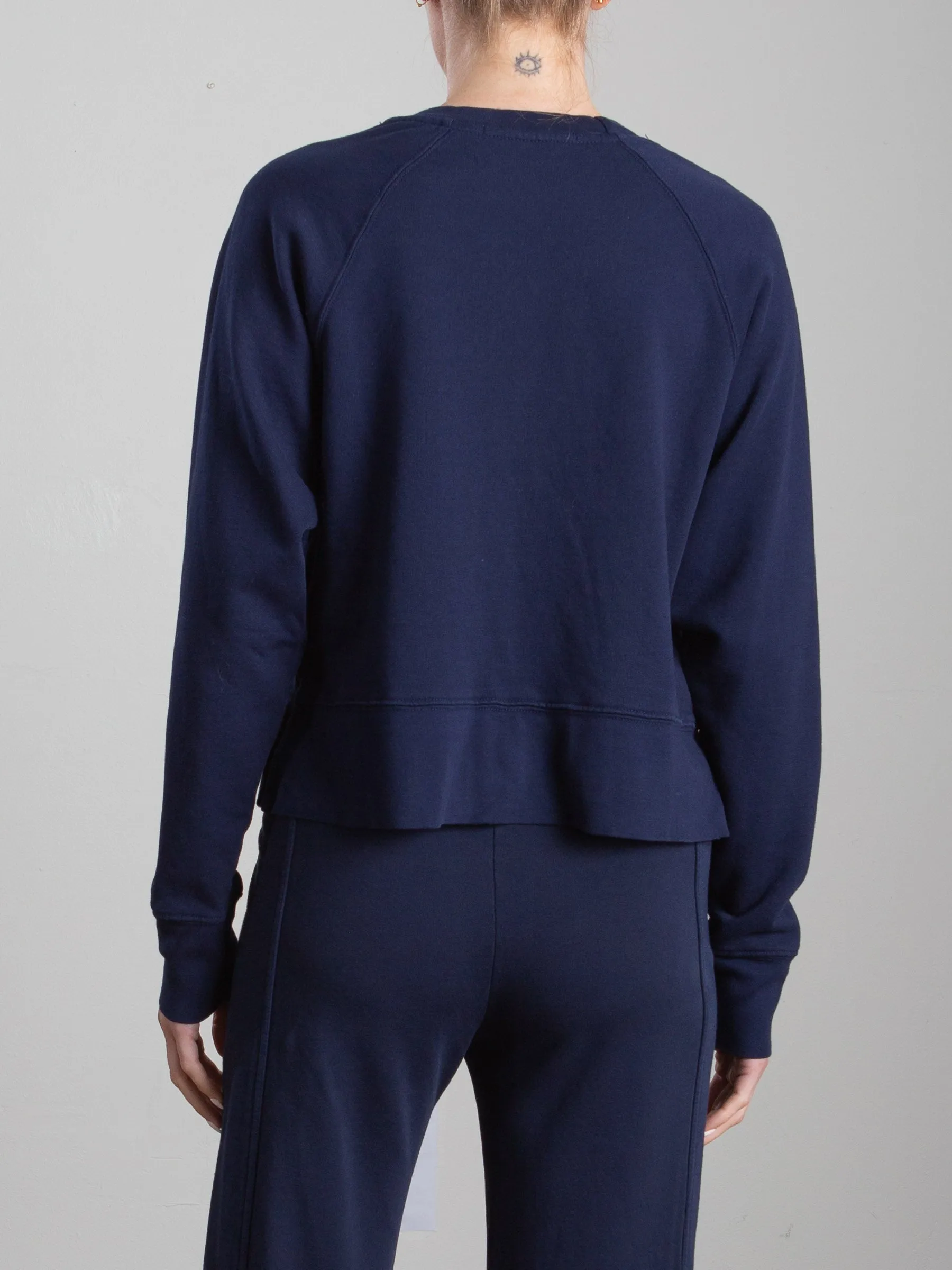 Sophia Crop Sweatshirt in French Terry - Midnight