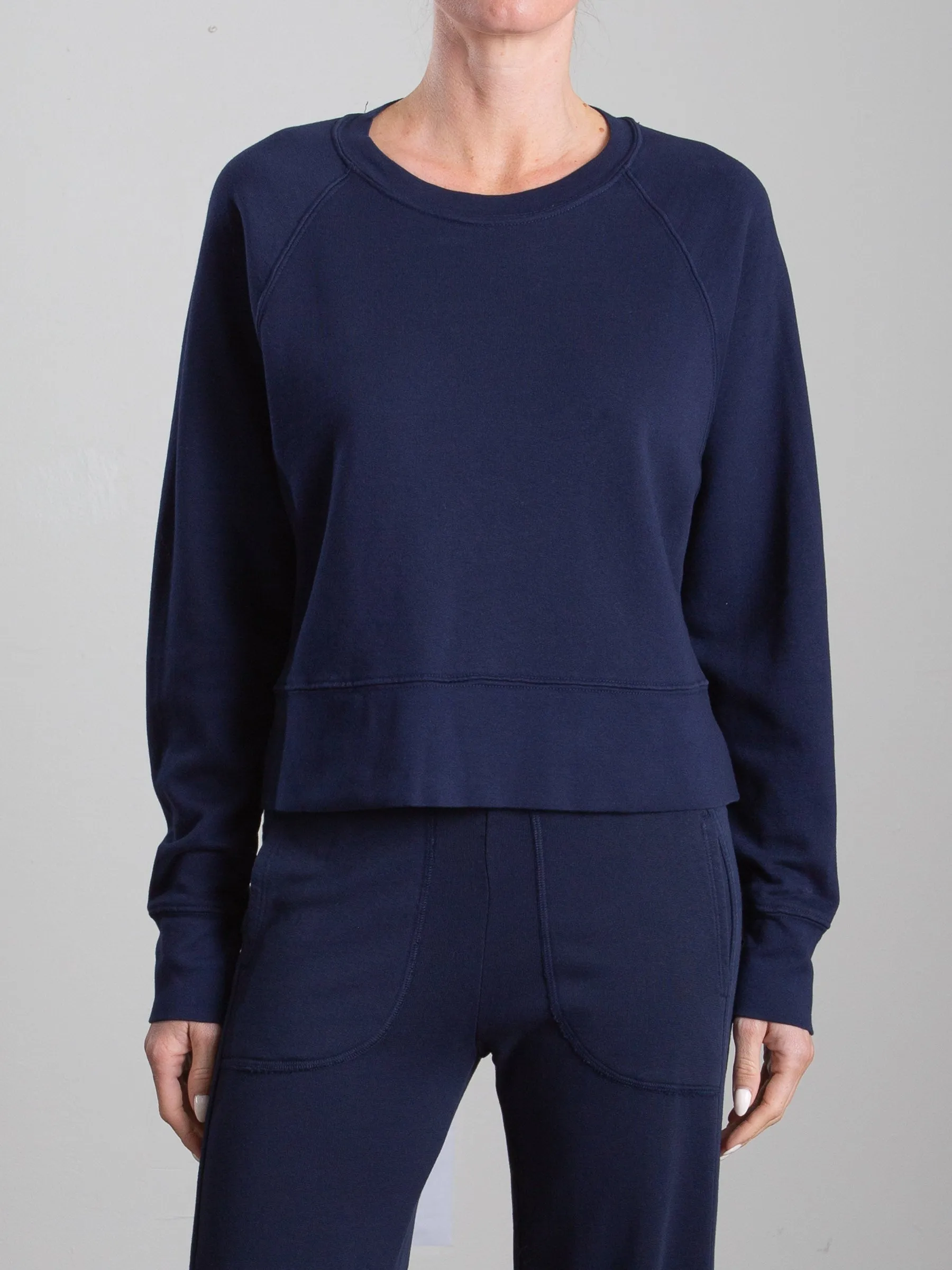 Sophia Crop Sweatshirt in French Terry - Midnight