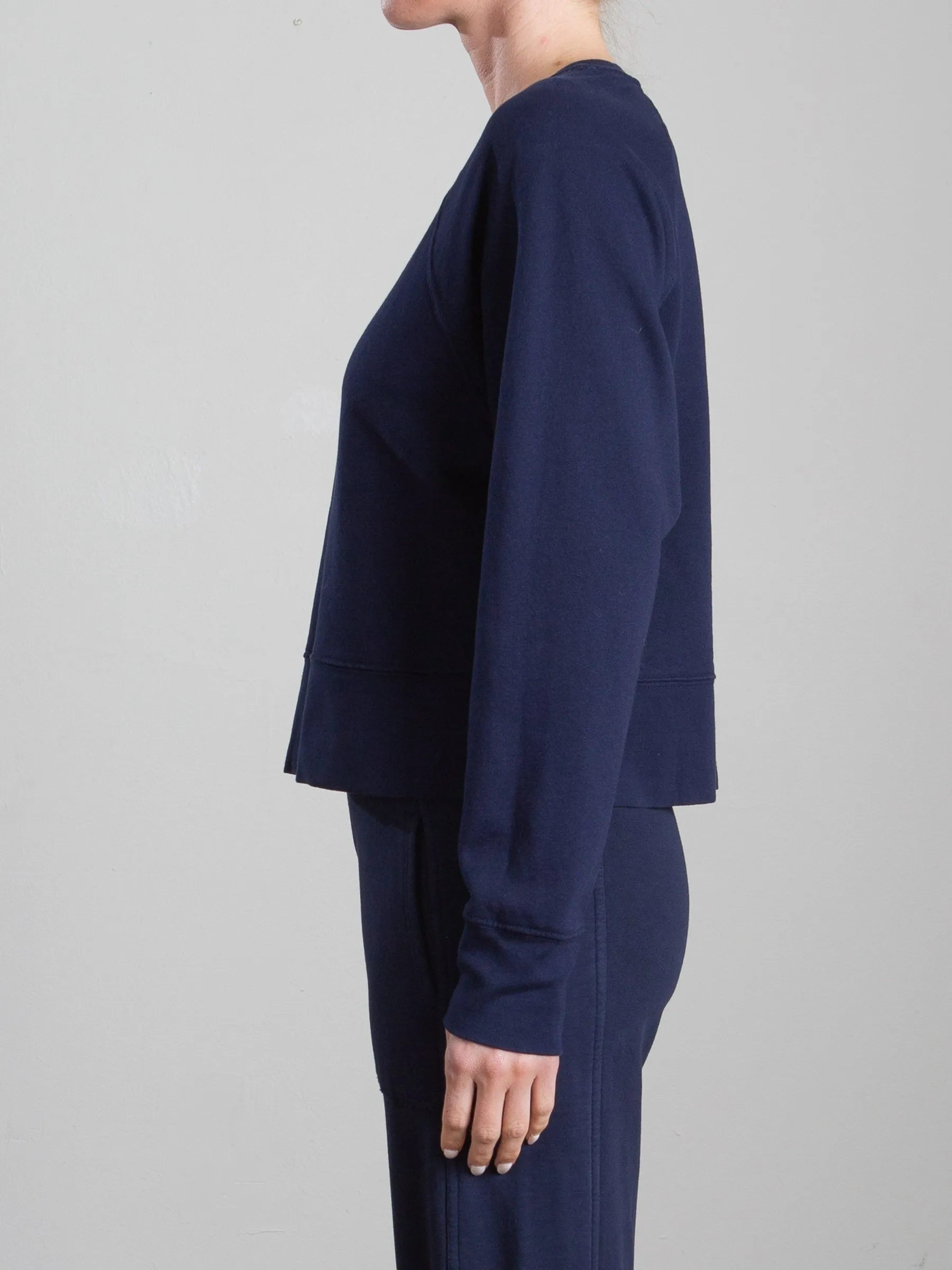 Sophia Crop Sweatshirt in French Terry - Midnight
