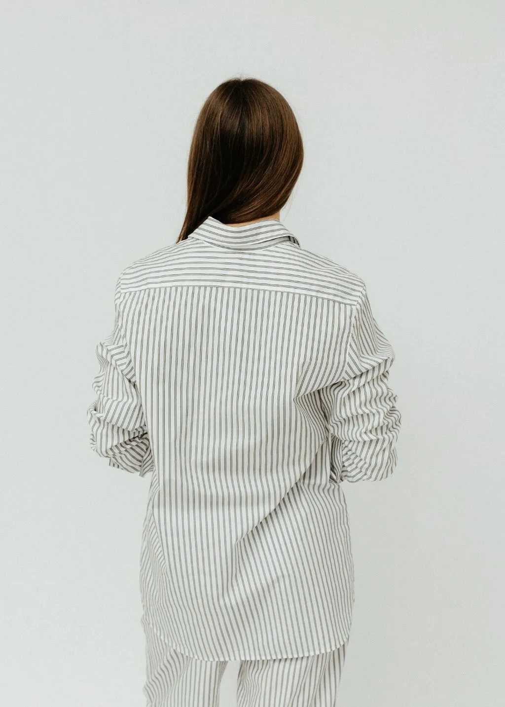 Éterne Button Down in White/Black Stripe