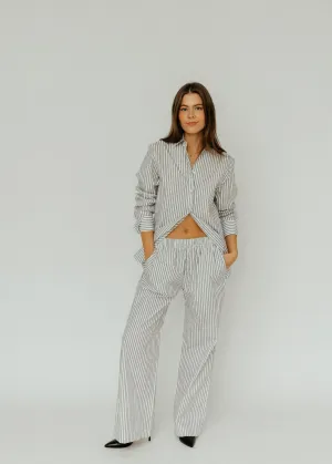 Éterne Button Down in White/Black Stripe