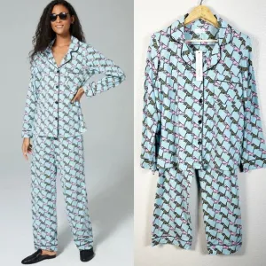 Trina Turk NWT X Bead Head Pajamas Womens Hound Long Sleeve Pant Set Medium