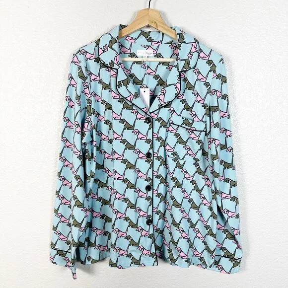 Trina Turk NWT X Bead Head Pajamas Womens Hound Long Sleeve Pant Set Medium