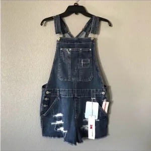 Union Bay L denim overall shorts new with tags blue denim overalls