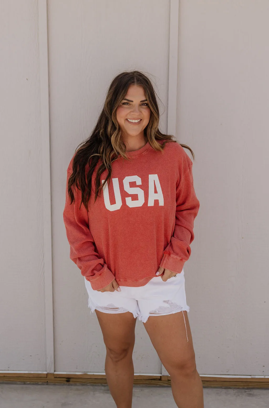 USA RIBBED CREWNECK SWEATSHIRT 2 COLOR OPTIONS