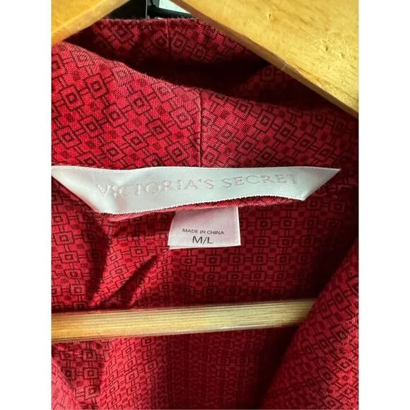 Vintage Victoria’s Secret Pajama Set Y2K Robe Top Geometric Red Medium