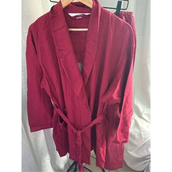 Vintage Victoria’s Secret Pajama Set Y2K Robe Top Geometric Red Medium