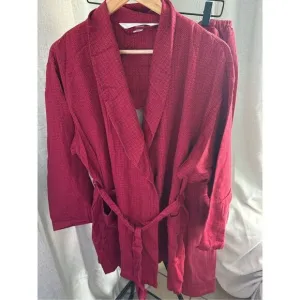 Vintage Victoria’s Secret Pajama Set Y2K Robe Top Geometric Red Medium