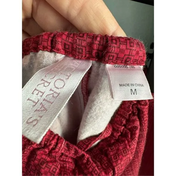 Vintage Victoria’s Secret Pajama Set Y2K Robe Top Geometric Red Medium