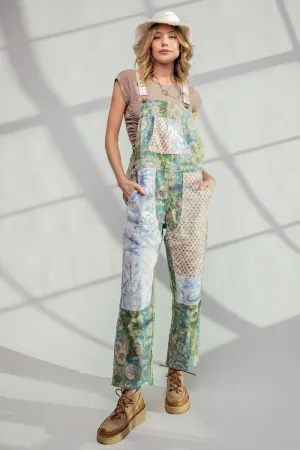 Washed Mixed Floral Overalls Jumper