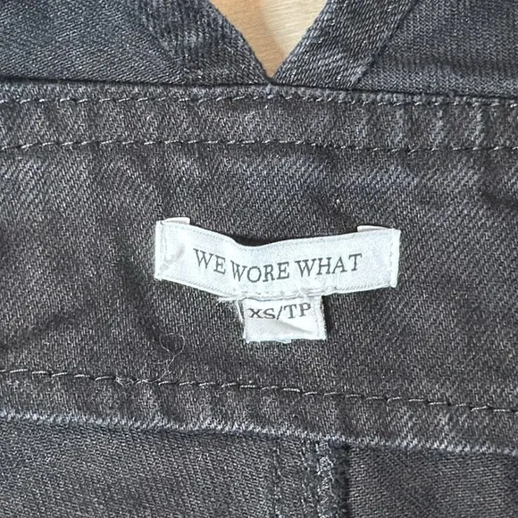 WE WORE WHAT BASIC BLACK DENIM RHINESTONE EMBELLISHED OVERALLS