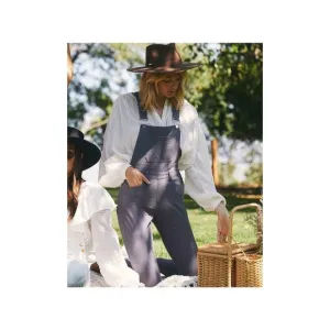 WeWoreWhat Hi-Rise Skinny Overalls Grey Stretch Size S