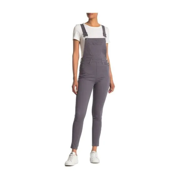 WeWoreWhat Hi-Rise Skinny Overalls Grey Stretch Size S