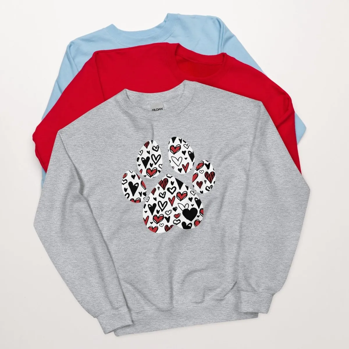 White Hearts Dog Paw Sweatshirt