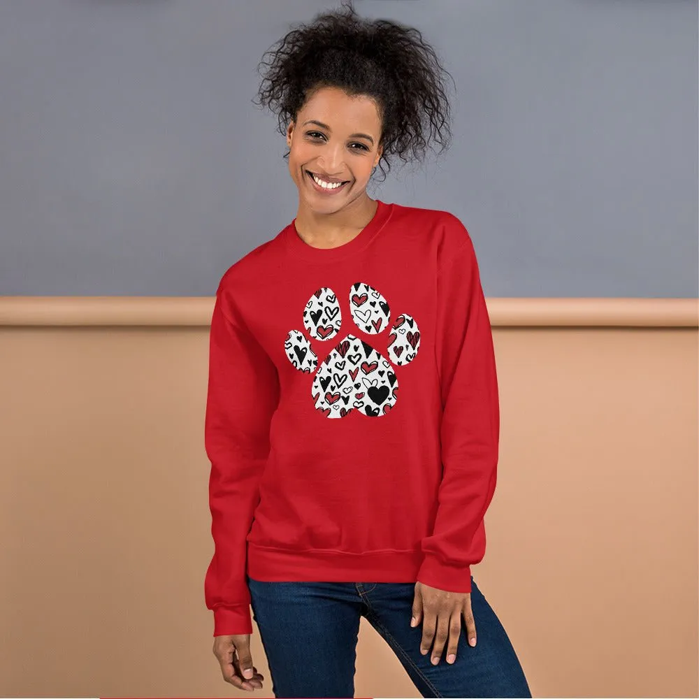 White Hearts Dog Paw Sweatshirt