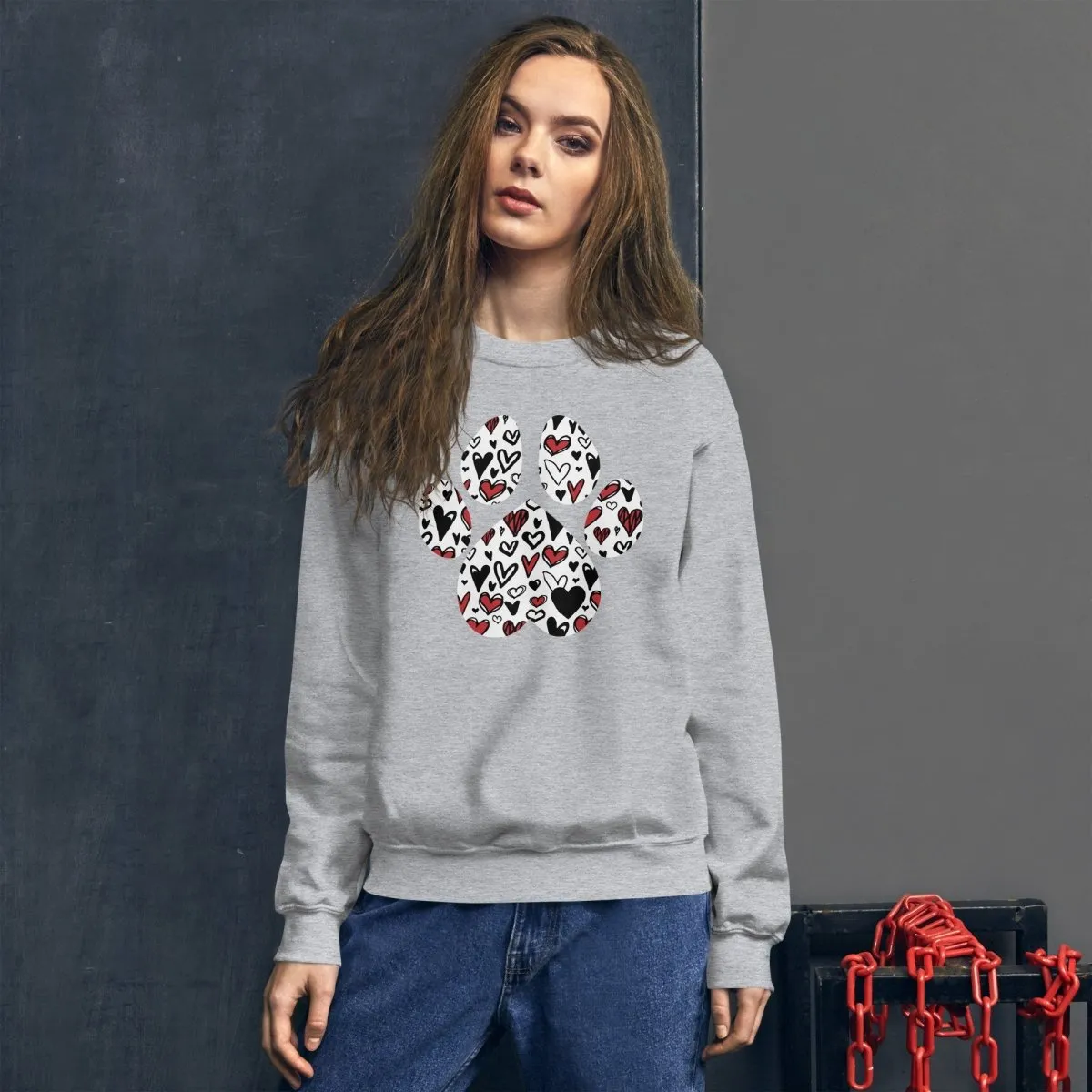 White Hearts Dog Paw Sweatshirt