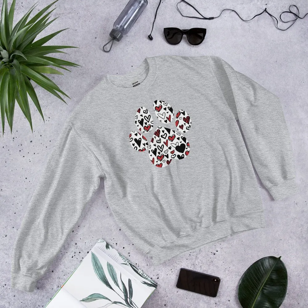 White Hearts Dog Paw Sweatshirt