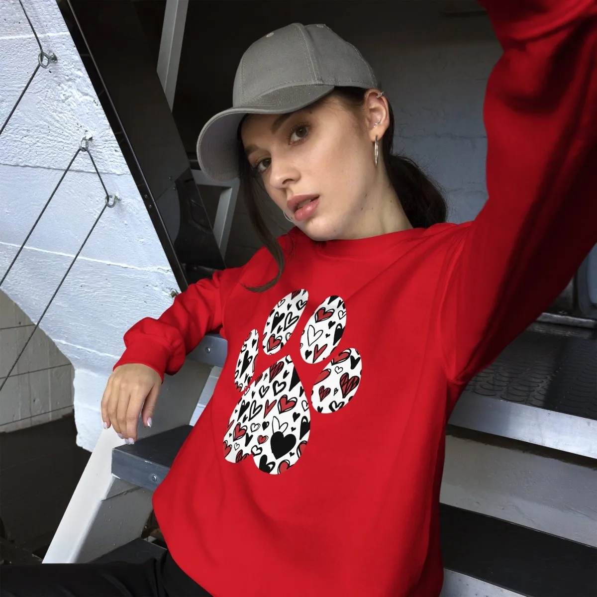 White Hearts Dog Paw Sweatshirt