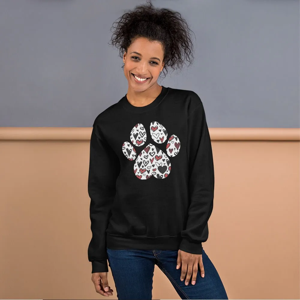 White Hearts Dog Paw Sweatshirt