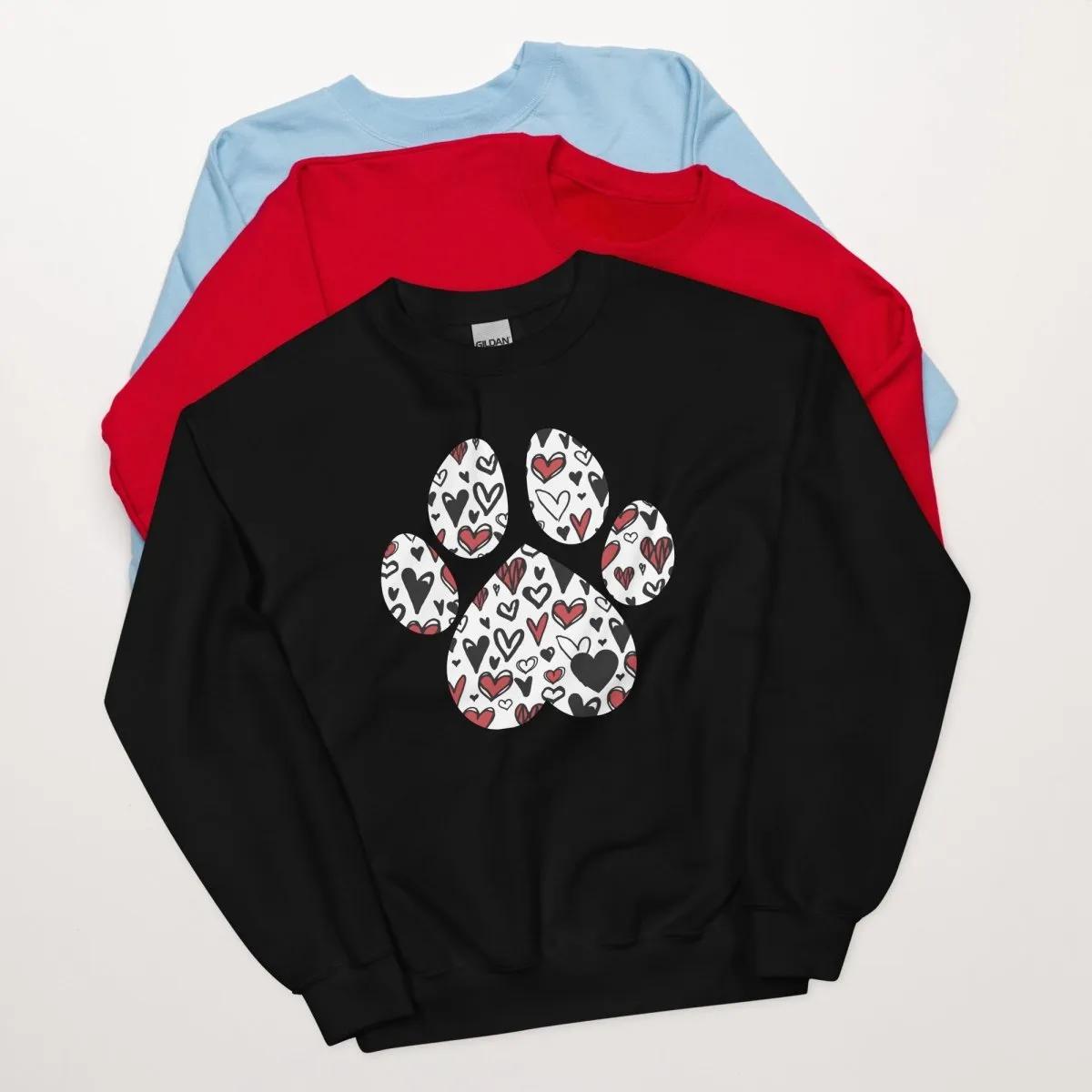 White Hearts Dog Paw Sweatshirt
