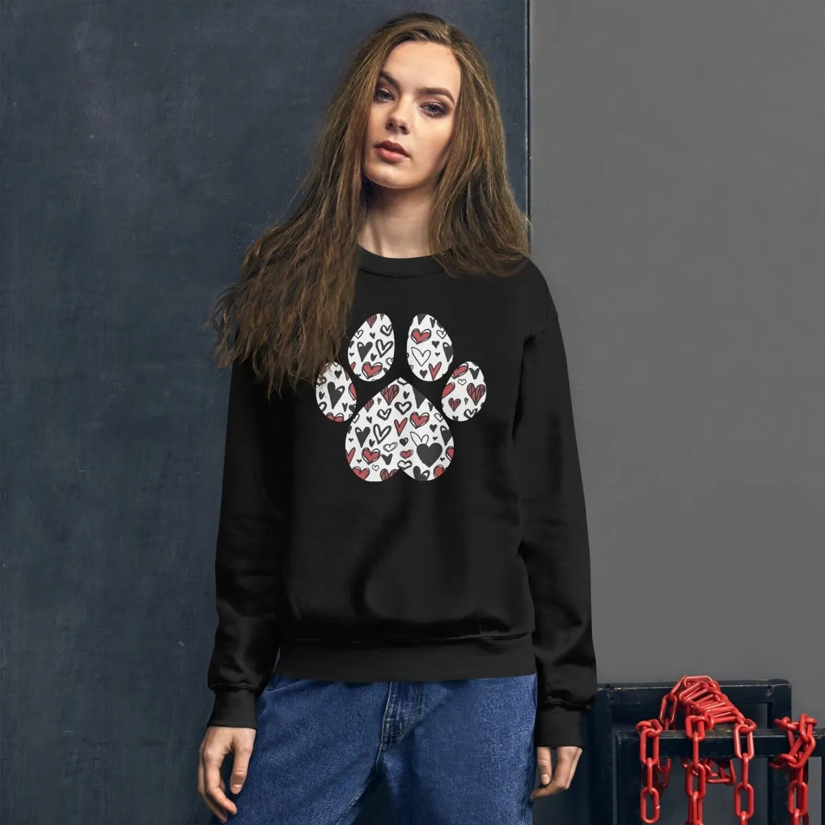 White Hearts Dog Paw Sweatshirt