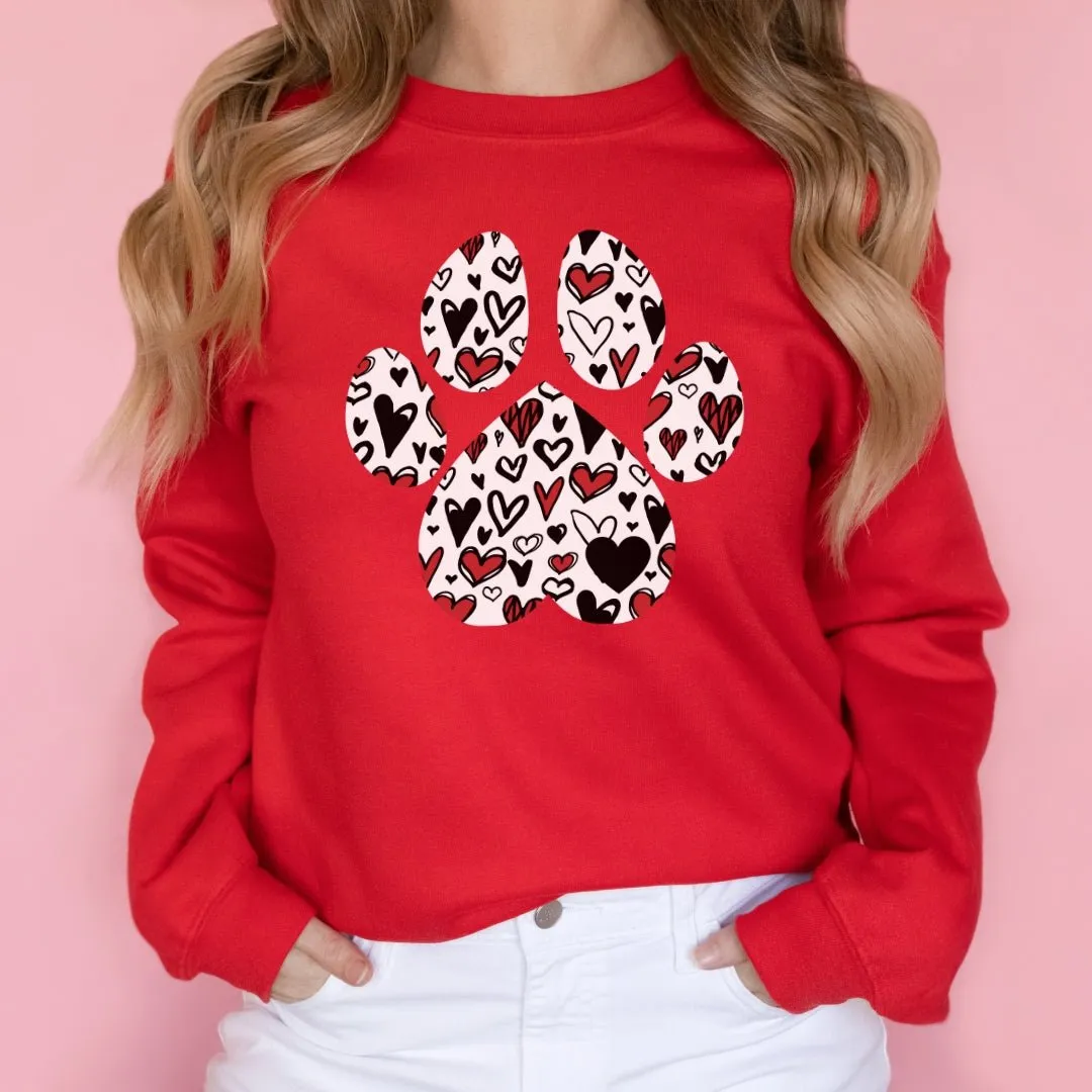 White Hearts Dog Paw Sweatshirt