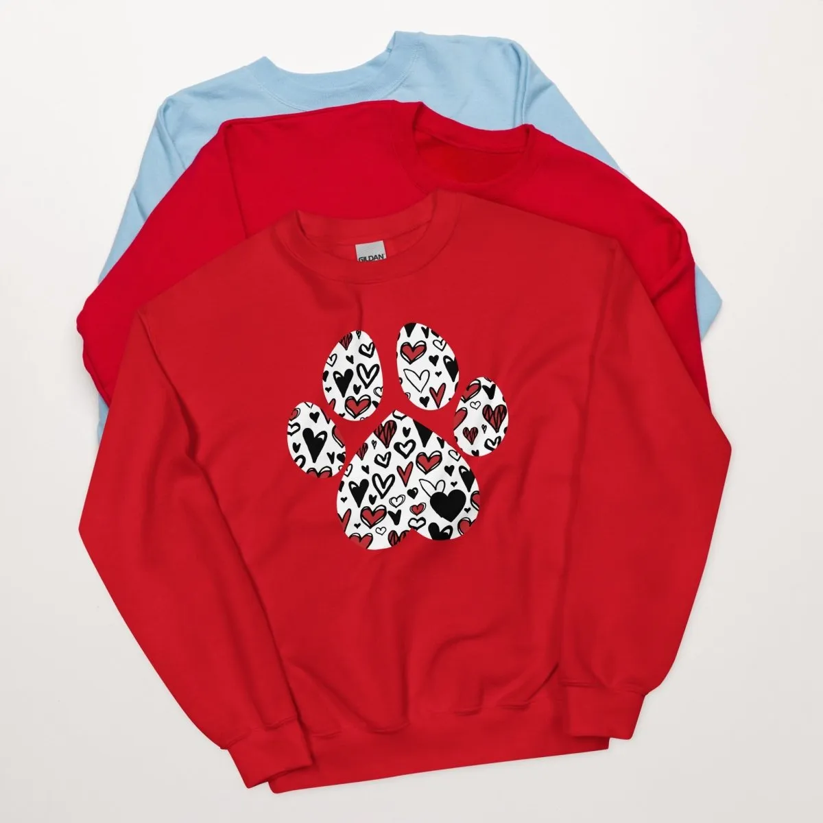 White Hearts Dog Paw Sweatshirt