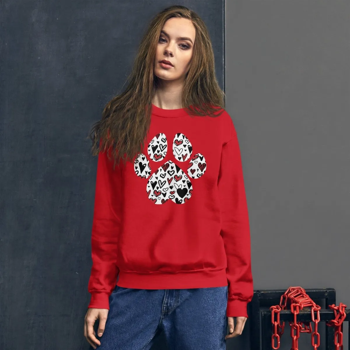 White Hearts Dog Paw Sweatshirt