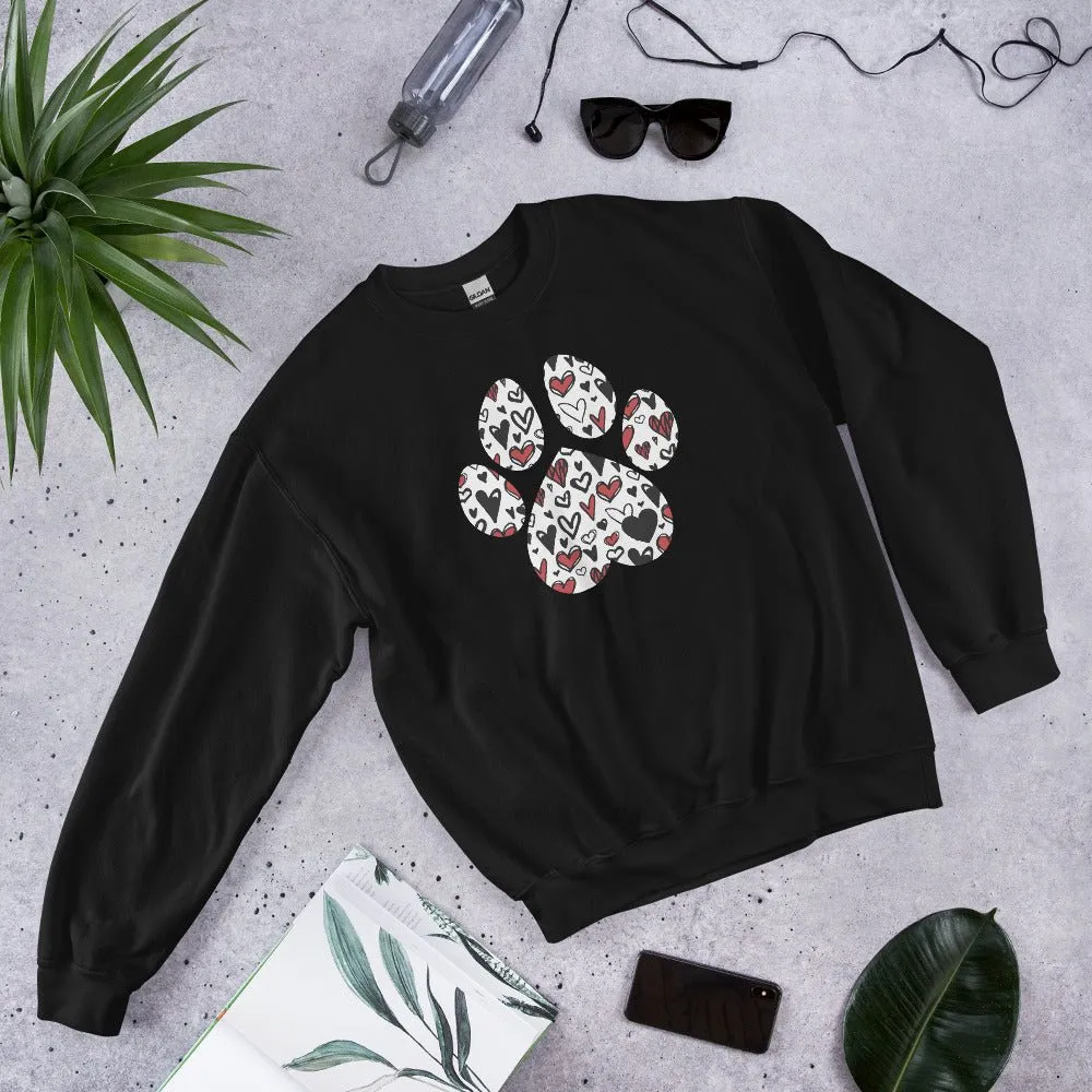 White Hearts Dog Paw Sweatshirt