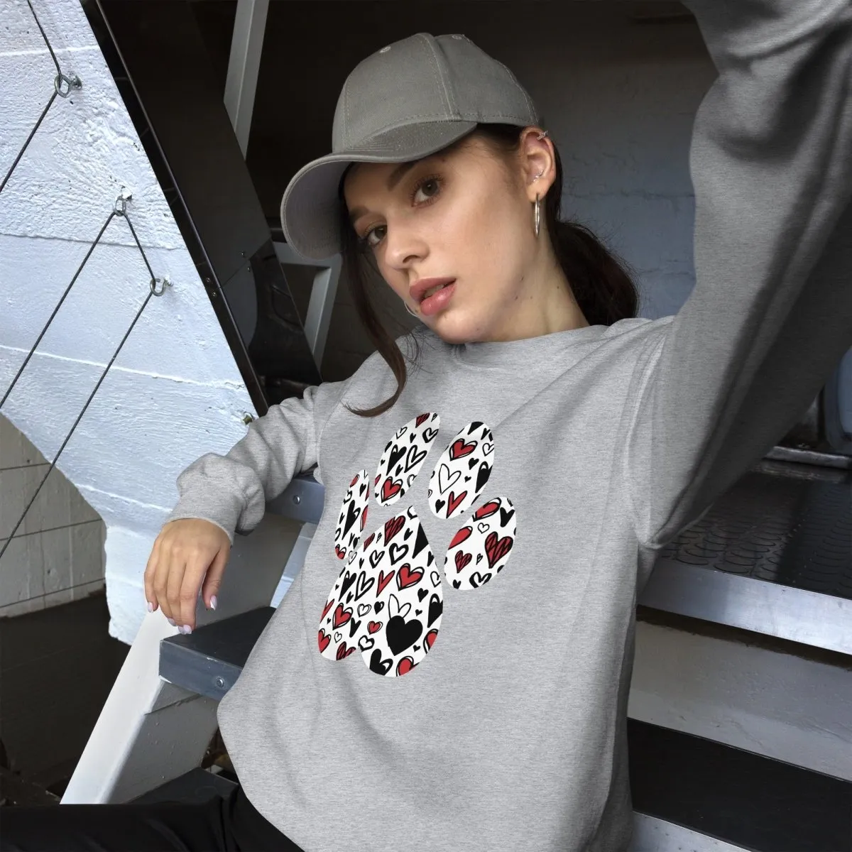 White Hearts Dog Paw Sweatshirt