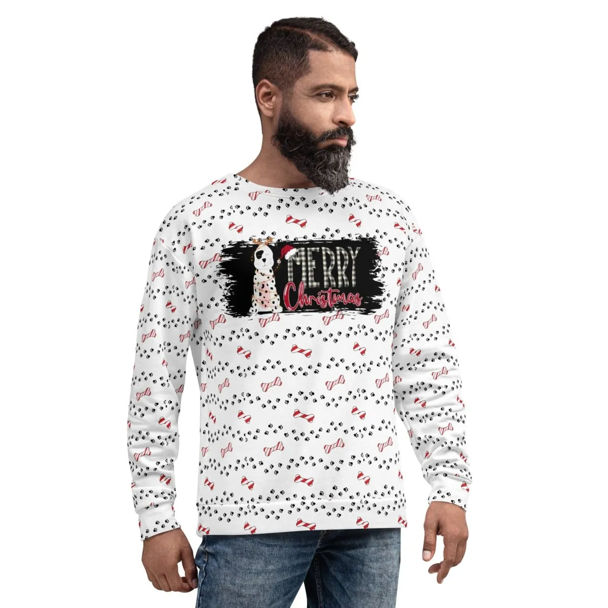 White Merry Christmas Paw Sweatshirt