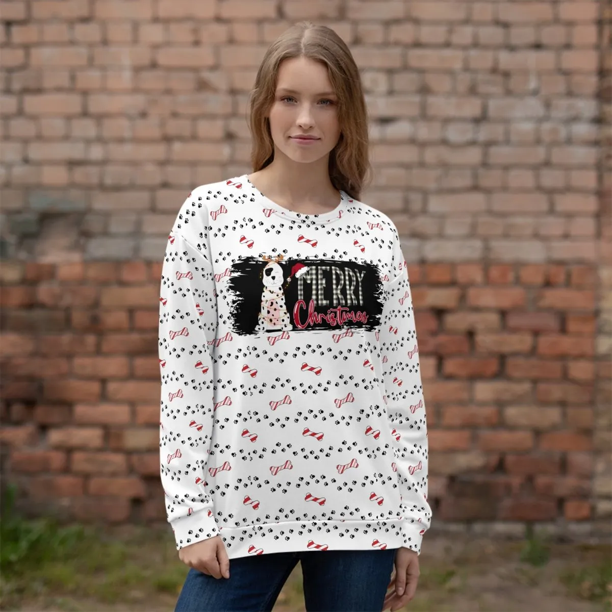 White Merry Christmas Paw Sweatshirt